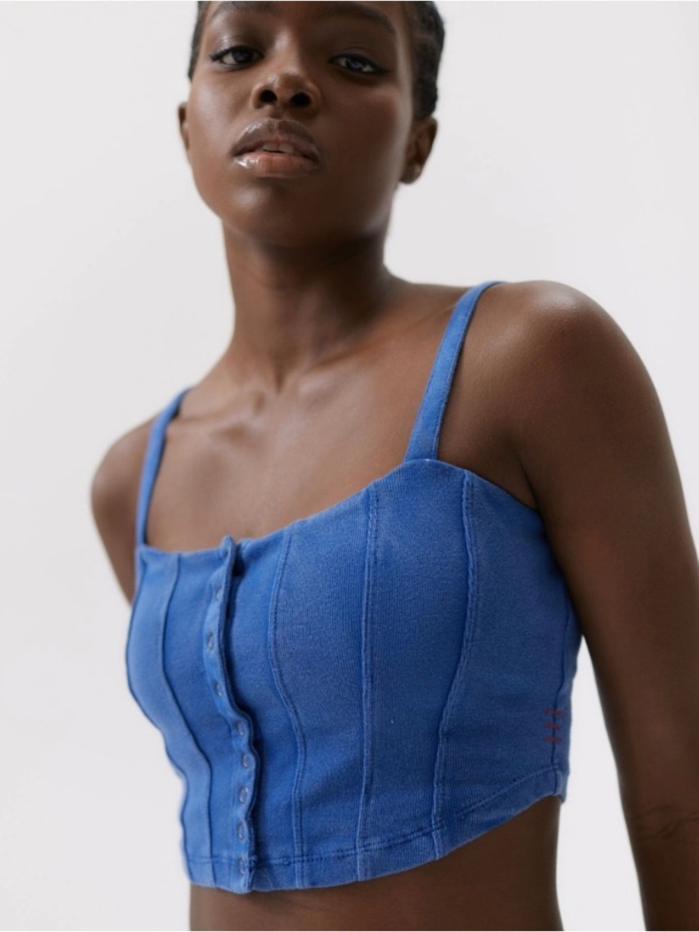 Urban Outfitters Blue Button-Front Small Tank Top - Picture 4 of 4